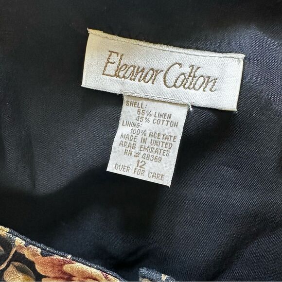 Vintage Eleanor Colton Linen Blend Floral Vest - Women 12 - Dark Romance Cottage - Picture 4 of 4